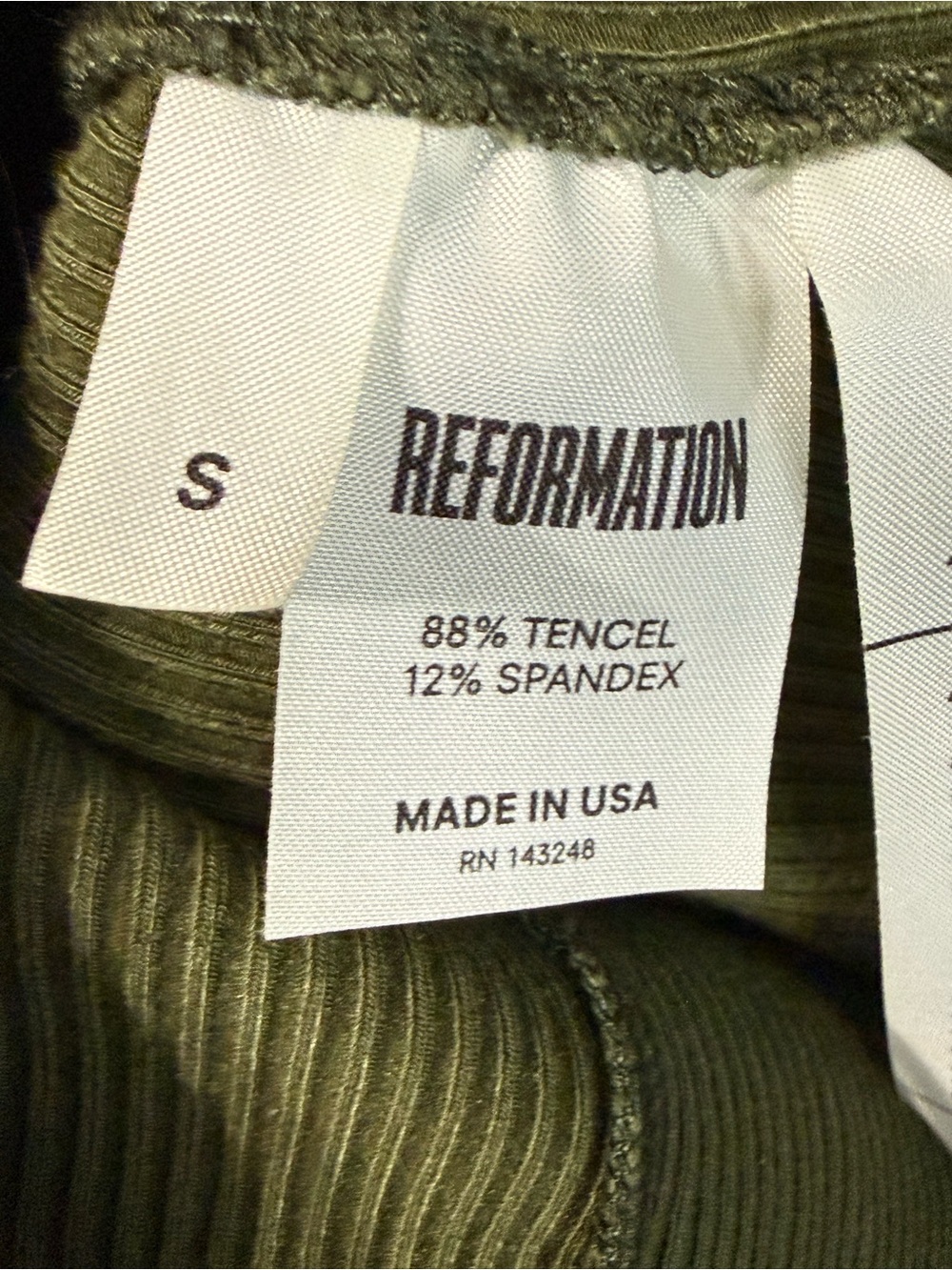 Reformation Jeans Olive Green Ribbed Mock Neck Long Sleeve Mini Dress Womens S - Picture 4 of 10